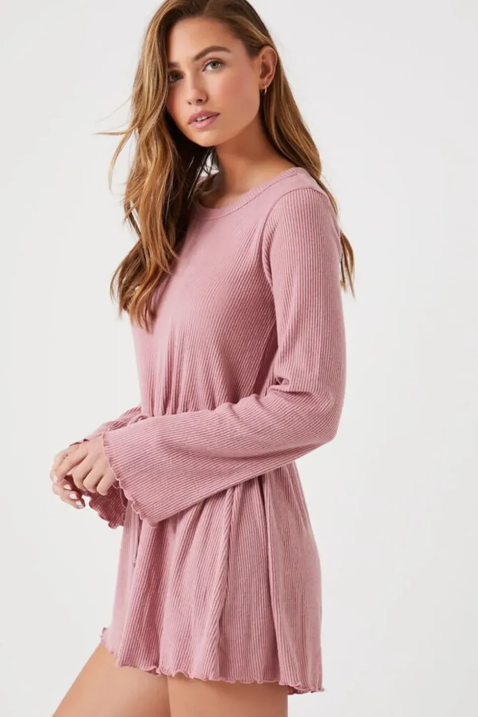 Ribbed Lettuce-Edge Romper
