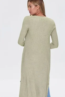 Ribbed Longline Cardigan Sweater