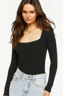 Ribbed Long-Sleeve Bodysuit