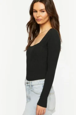 Ribbed Long-Sleeve Bodysuit