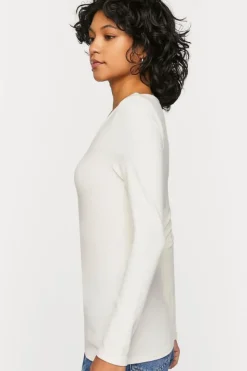 Ribbed Long-Sleeve Henley Tee