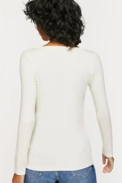 Ribbed Long-Sleeve Henley Tee
