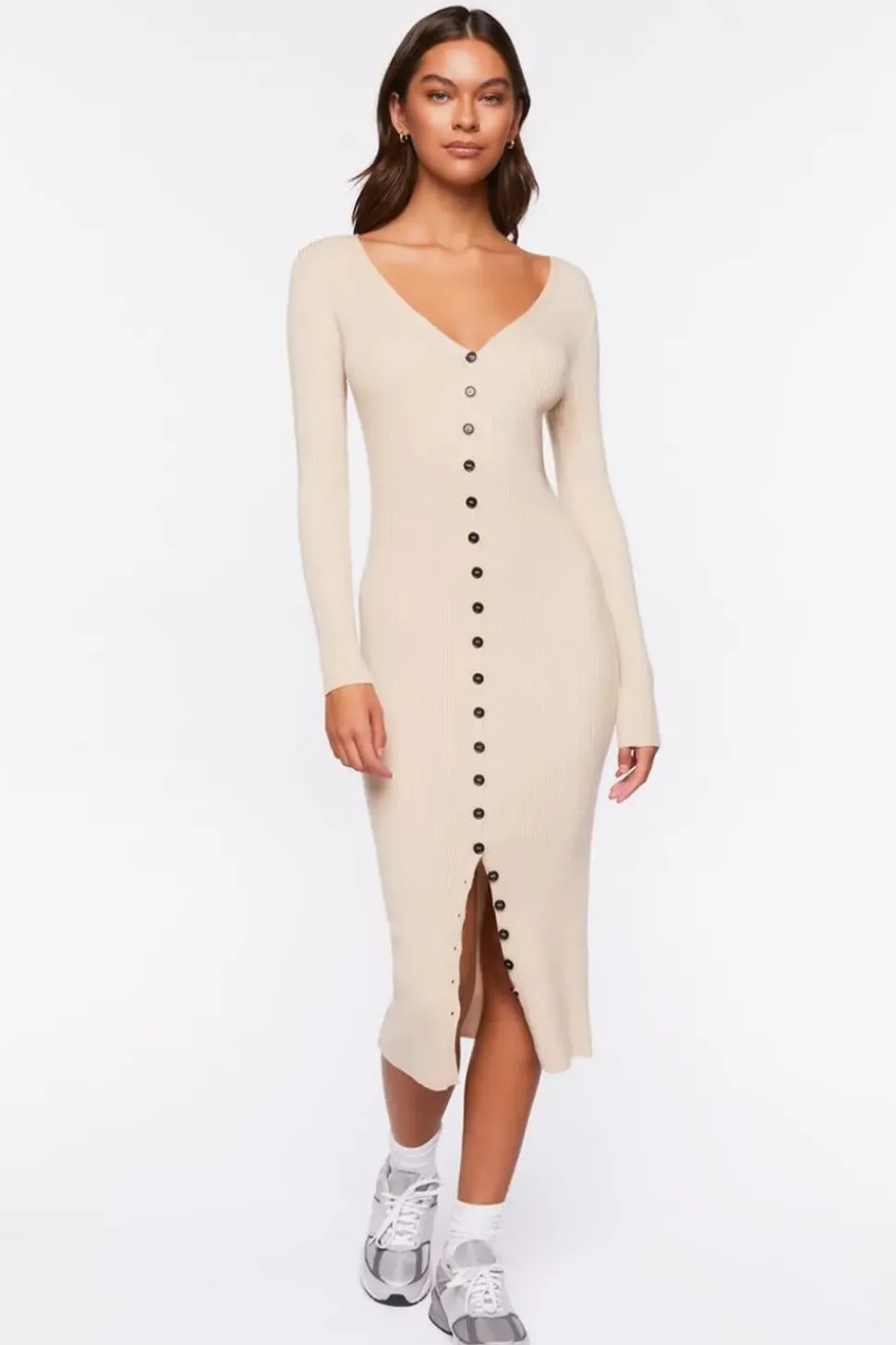 Ribbed Midi Sweater Dress