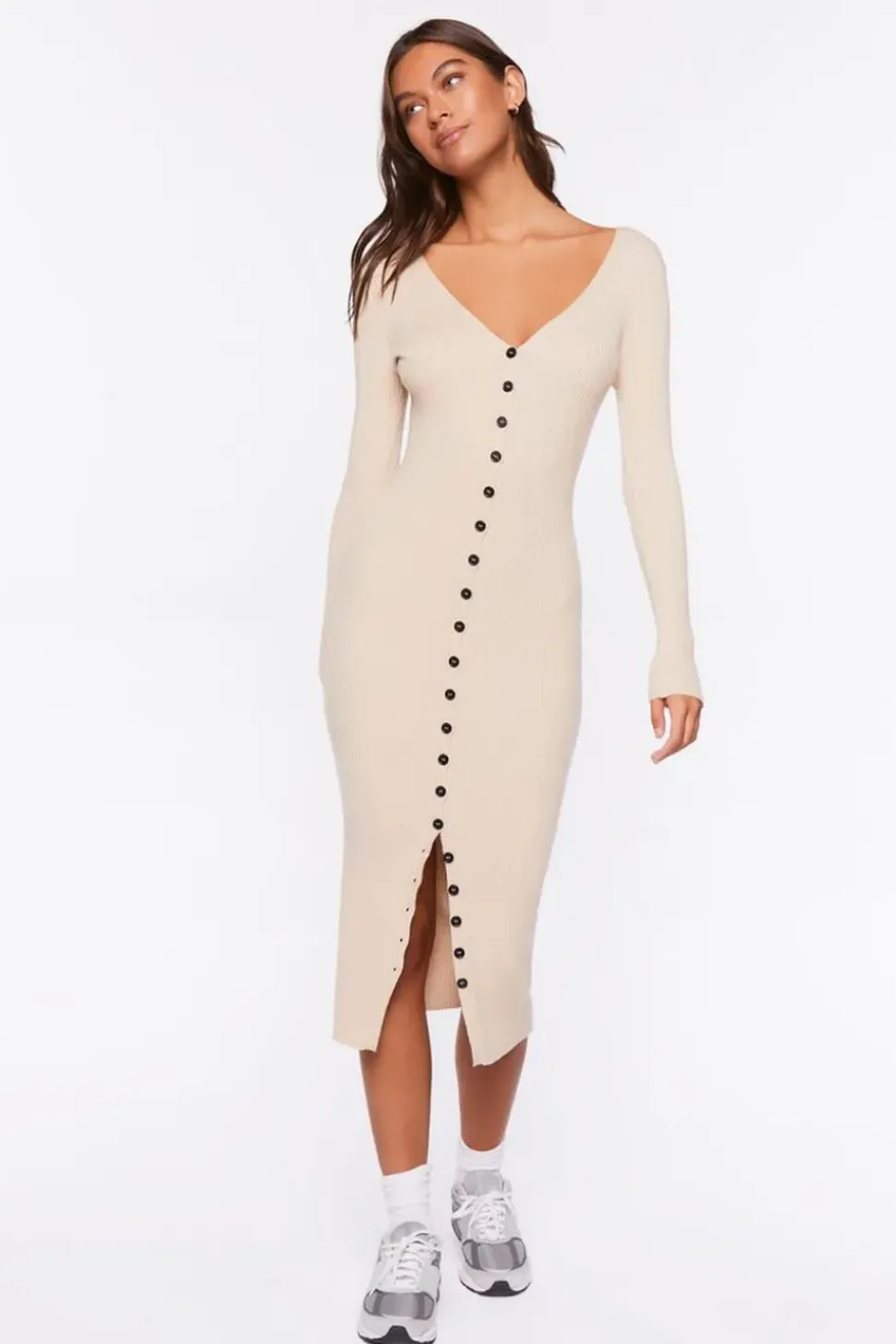 Ribbed Midi Sweater Dress