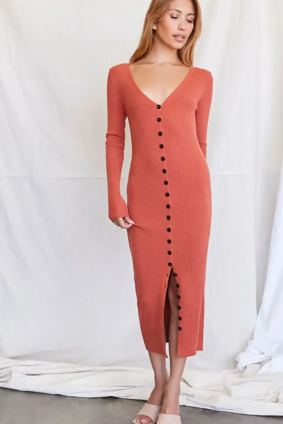 Ribbed Midi Sweater Dress