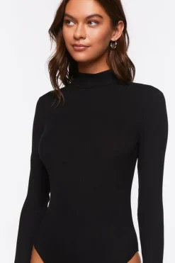 Ribbed Mock Neck Cutout Bodysuit
