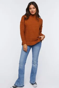 Ribbed Mock Neck Sweater Top