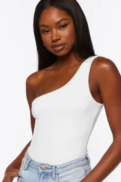Ribbed One-Shoulder Bodysuit