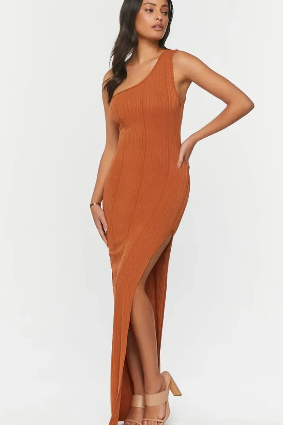 Ribbed One-Shoulder Maxi Dress