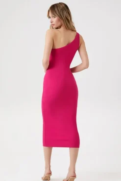 Ribbed One-Shoulder Midi Dress