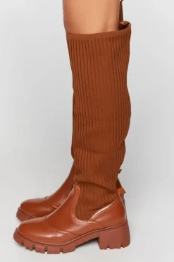 Ribbed Over-The-Knee Lug Boots