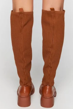 Ribbed Over-The-Knee Lug Boots