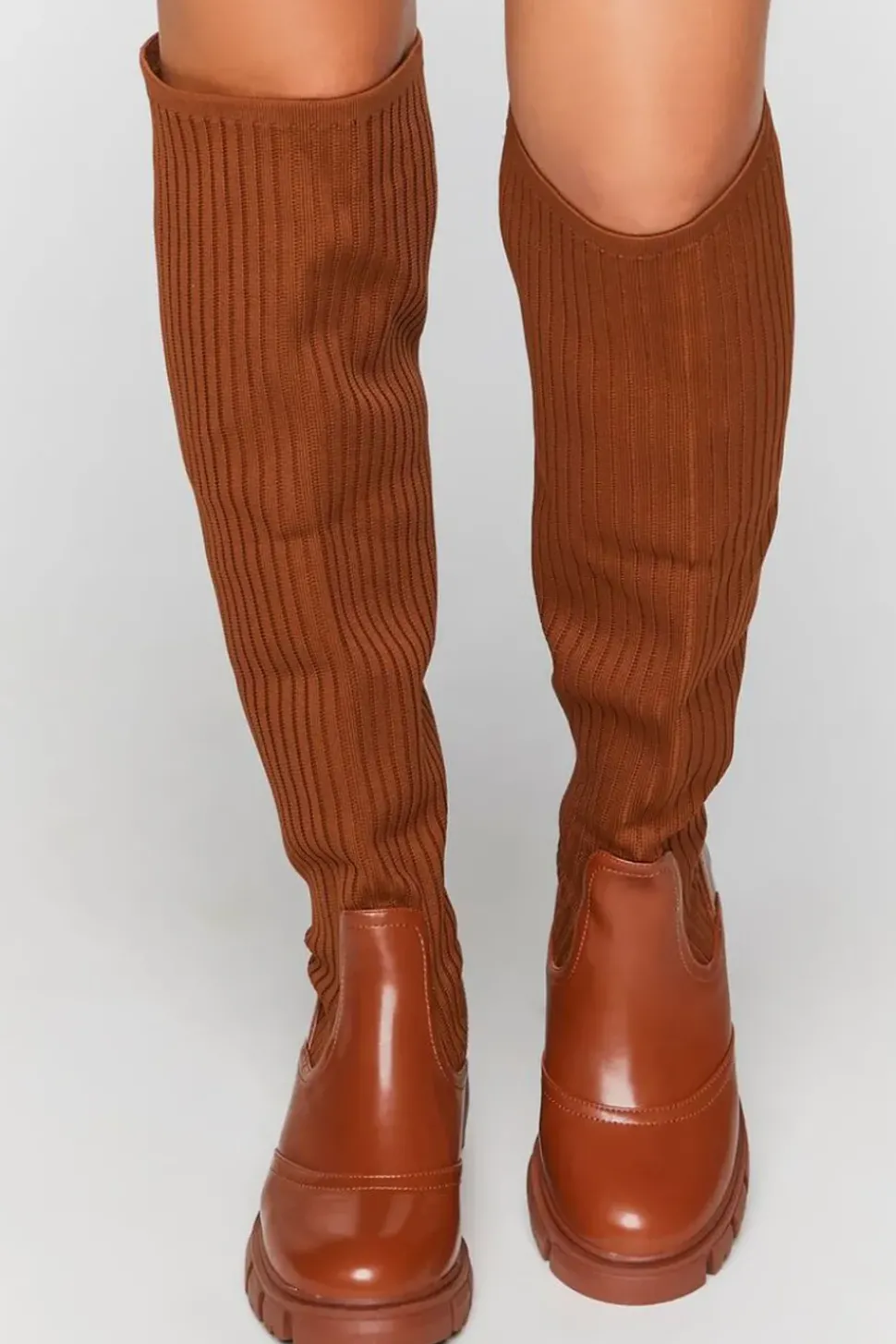Ribbed Over-The-Knee Lug Boots