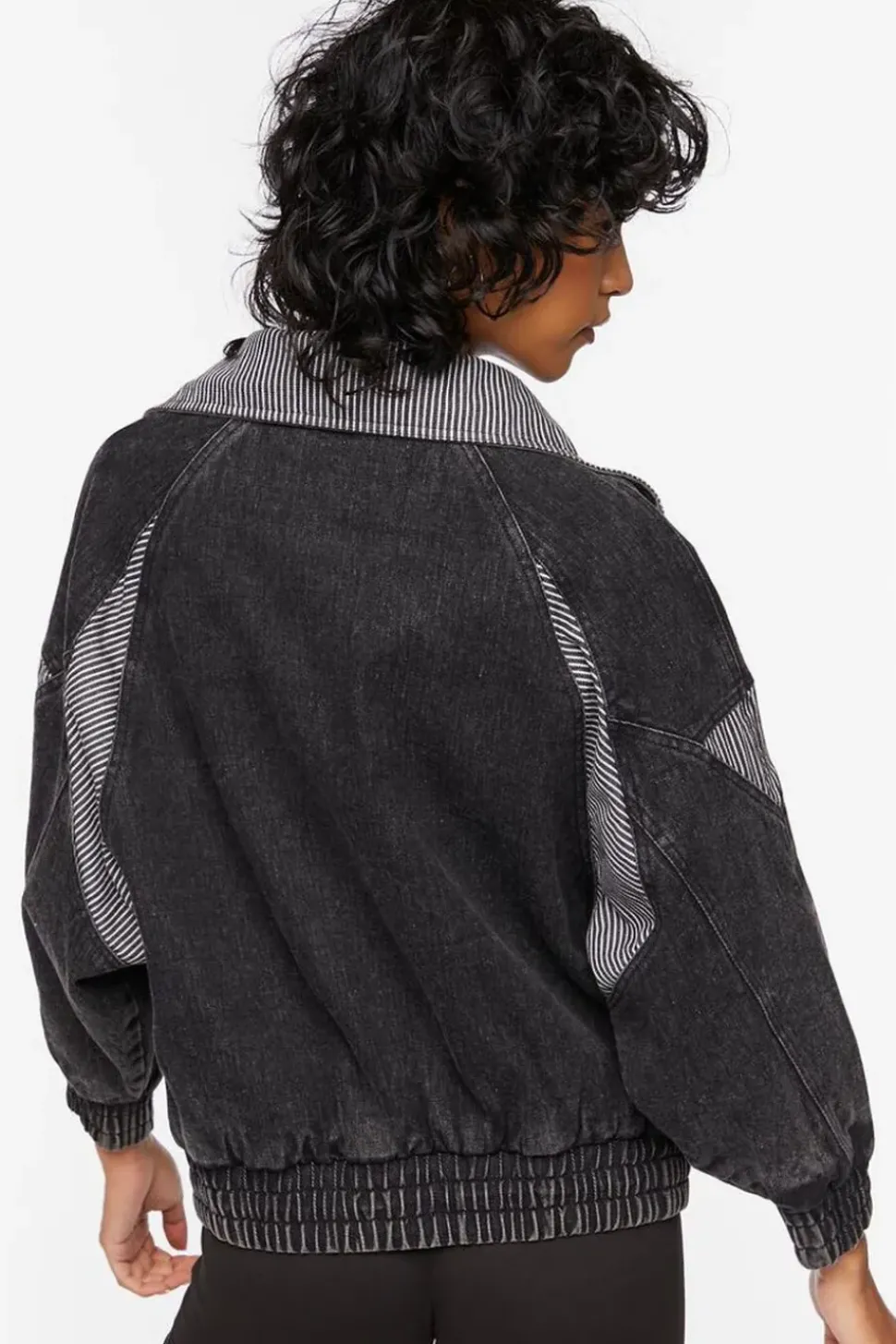 Ribbed-Panel Denim Jacket