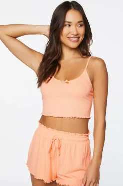 Ribbed Paperbag Pajama Shorts