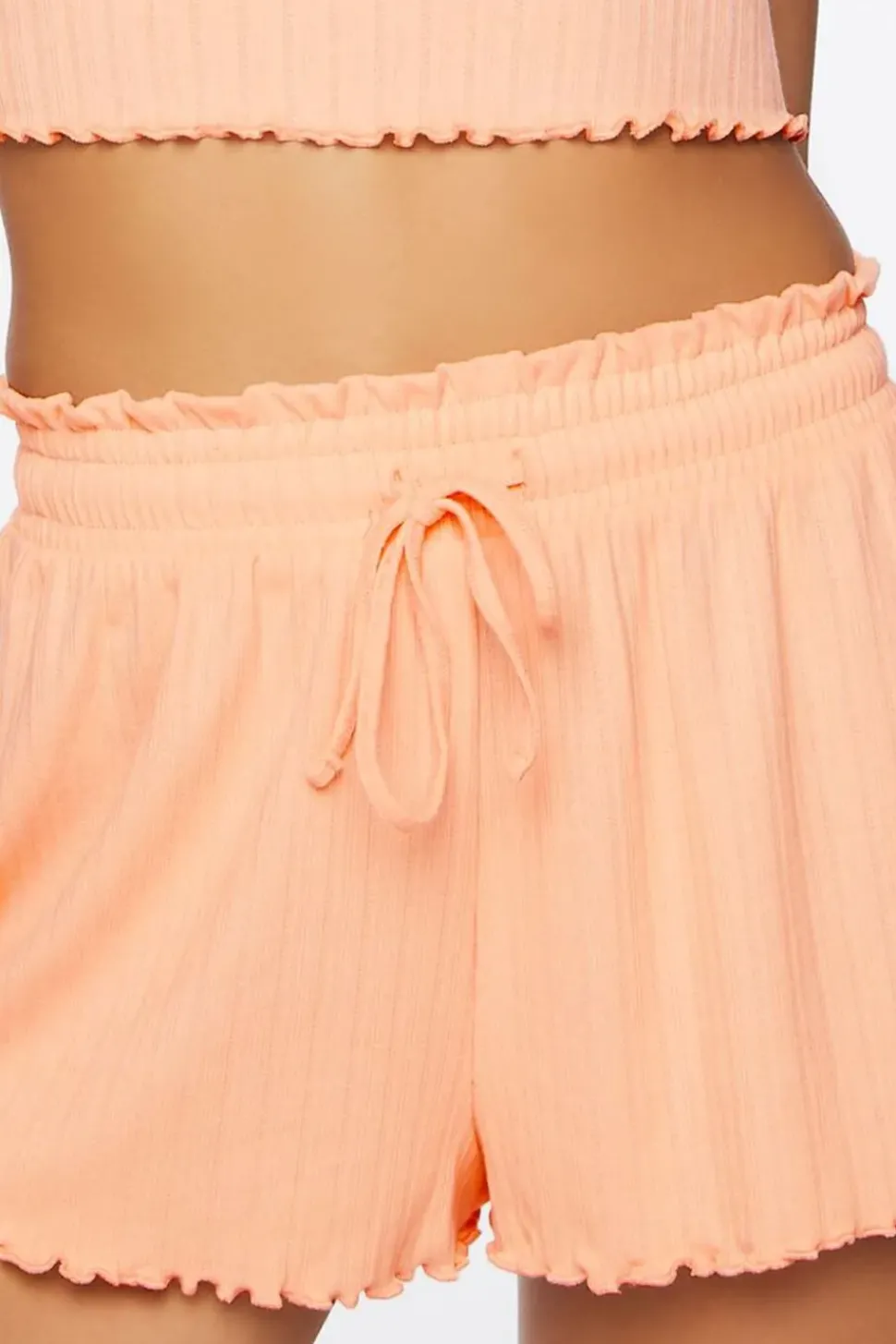 Ribbed Paperbag Pajama Shorts