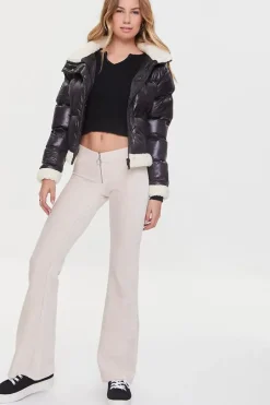 Ribbed Pull-Ring Flare Pants