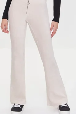 Ribbed Pull-Ring Flare Pants