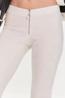 Ribbed Pull-Ring Flare Pants
