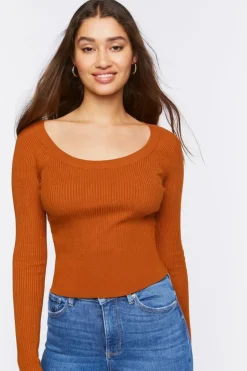 Ribbed Scoop-Neck Sweater