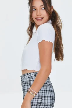 Ribbed Split-Hem Crop Top