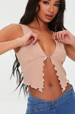 Ribbed Split-Hem Crop Top
