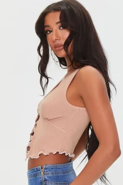 Ribbed Split-Hem Crop Top