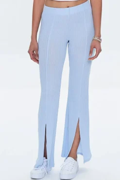 Ribbed Split-Hem Pants