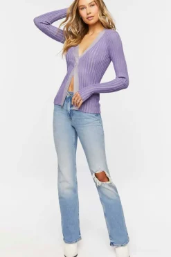 Ribbed Split-Hem Sweater