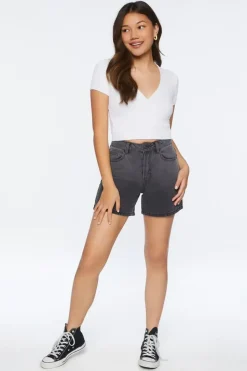 Ribbed Surplice Cropped Tee