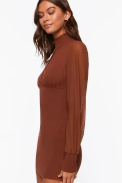 Ribbed Surplice Cutout Mini Dress