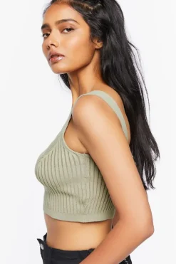Ribbed Sweater-Knit Crop Top
