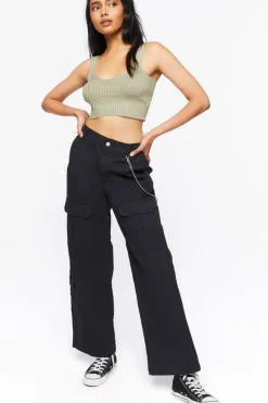 Ribbed Sweater-Knit Crop Top