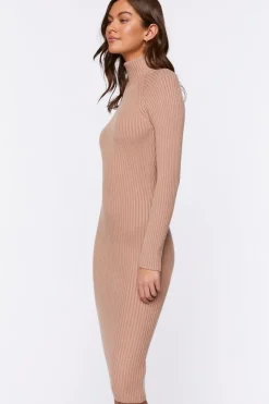 Ribbed Sweater-Knit Midi Dress