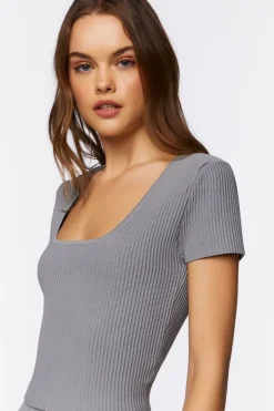 Ribbed Sweater-Knit Top