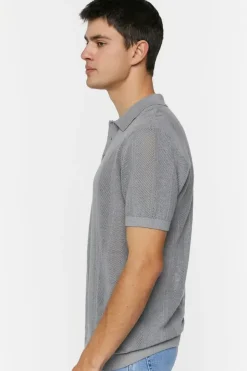 Ribbed Textured Polo Shirt