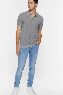 Ribbed Textured Polo Shirt