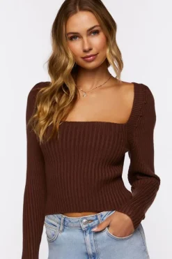 Ribbed Tie-Back Fitted Sweater