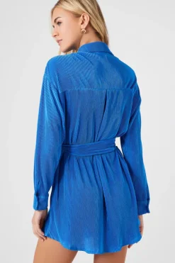 Ribbed Tie-Waist Shirt Dress