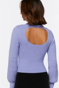 Ribbed Turtleneck Cutout Sweater