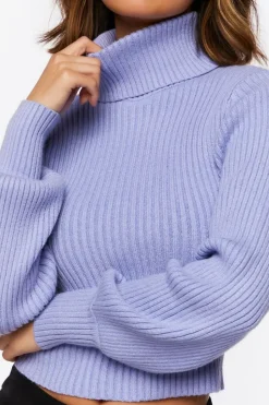 Ribbed Turtleneck Cutout Sweater