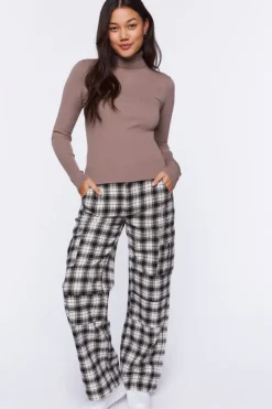 Ribbed Turtleneck Sweater-Knit Top
