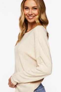 Ribbed Twist-Back Sweater