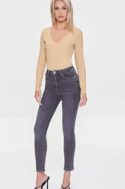 Ribbed V-Neck Bodysuit