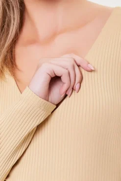 Ribbed V-Neck Bodysuit