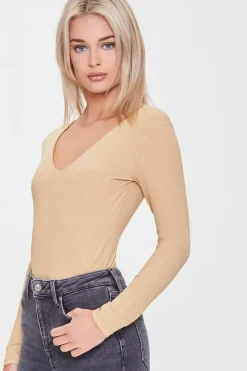 Ribbed V-Neck Bodysuit