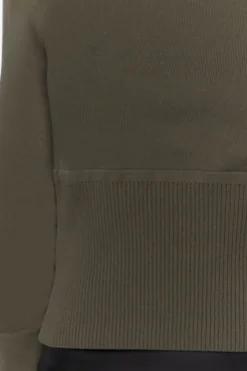 Ribbed-Waist Crew Sweater