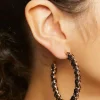 Ribbon-Chain Hoop Earrings