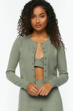 Rib-Knit Button-Front Cardigan Sweater