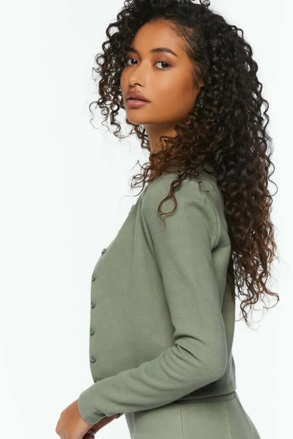 Rib-Knit Button-Front Cardigan Sweater